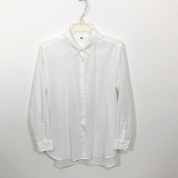 UNIQLO Long Sleeve‎ Button Down Shirt White L - Picture 4 of 10